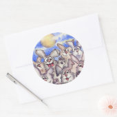 Rond Sticker lapins Pleine lune (Enveloppe)