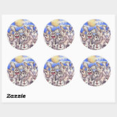 Rond Sticker lapins Pleine lune (Feuille)
