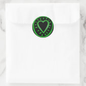 Rond Sticker latéral vert et noir Heart Round (Sac)