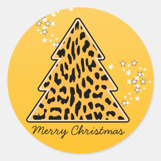 Rond Sticker Leopard cheetah Christmas Tree (Devant)