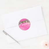 Rond Sticker Leopard de mode Bijoux Couronne rose 2 (Enveloppe)