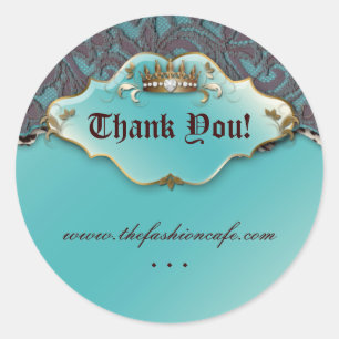 Rond Sticker Léopard de mode Bijoux Couronne Turquoise