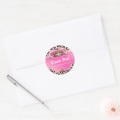 Rond Sticker Leopard mode Bijoux Couronne rose (Enveloppe)