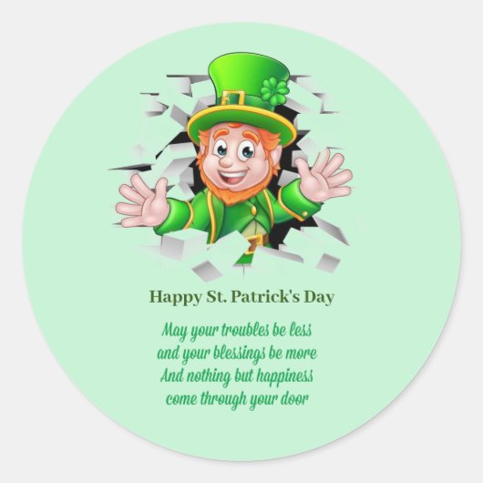Rond Sticker leprechaun de la Saint Patrick (Devant)