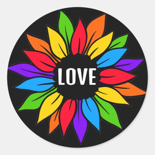 Rond Sticker LGBTQ pour drapeau de tournesol arc-en-cie (Devant)