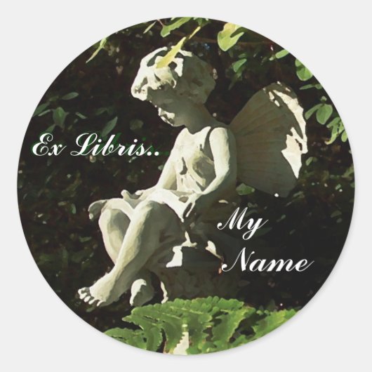 Rond Sticker Library Garden Sprite "Ex Libris" (Devant)