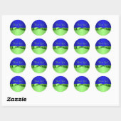 Rond Sticker Lime et Royal Blue Merci (Feuille)