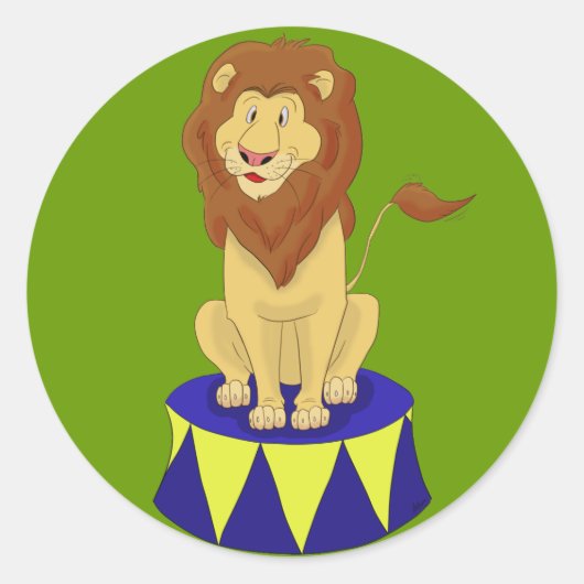 Rond Sticker Lion Cartoon Circus (Devant)