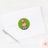 Rond Sticker Lion Cartoon Circus (Enveloppe)