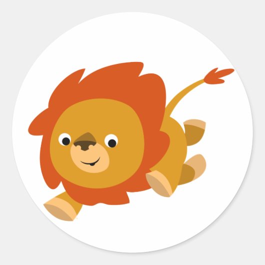 Rond Sticker Lion Cartoon Fast Cute (Devant)