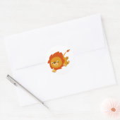Rond Sticker Lion Cartoon Fast Cute (Enveloppe)