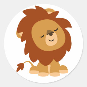 Rond Sticker Lion Cartoon Paisible