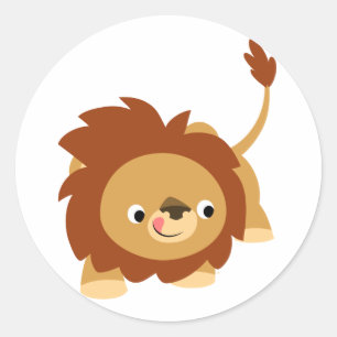 Rond Sticker Lion De Cartoon Très Doux