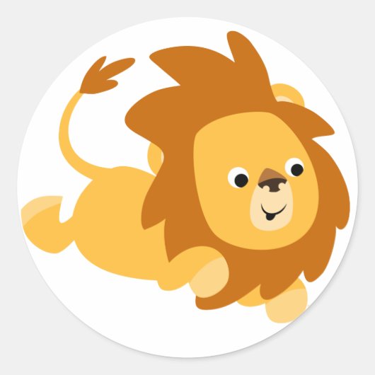 Rond Sticker Lion de jeu de dessin mignon (Devant)