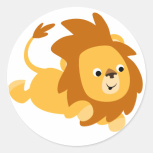 Rond Sticker Lion de jeu de dessin mignon