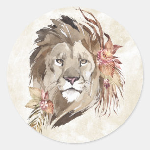 Rond Sticker Lion Floral