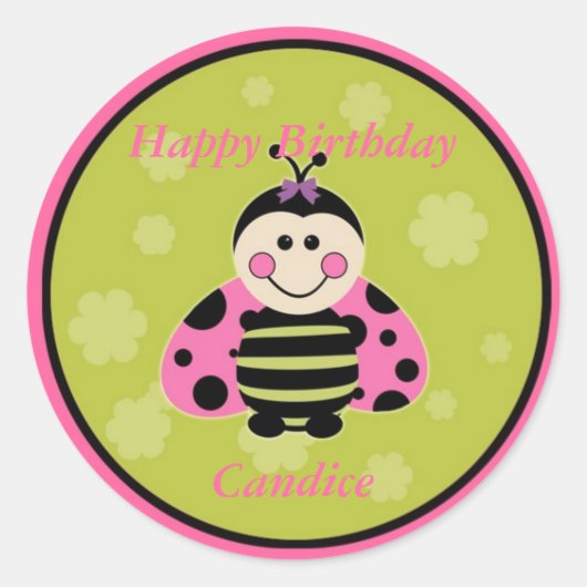 Rond Sticker Little Pink Ladybug (Devant)