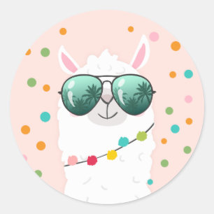 Rond Sticker Llama Rama Cupcake Topper Fiesta Alpaca