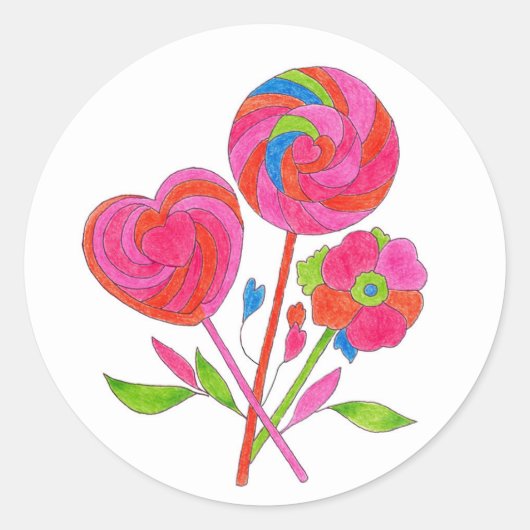 Rond Sticker Lollipop Flower (Devant)