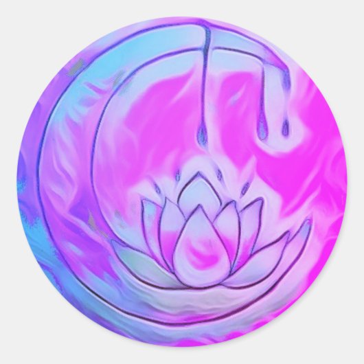 Rond Sticker Lotus Moon Rose (Devant)