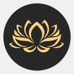 Rond Sticker Lotus noir et or