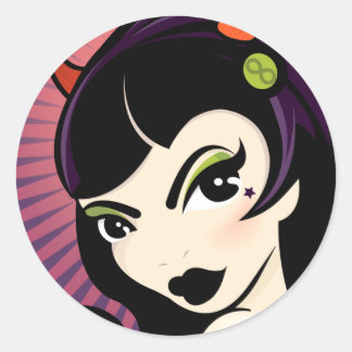 Rond Sticker LoungeKat : Fille Diable