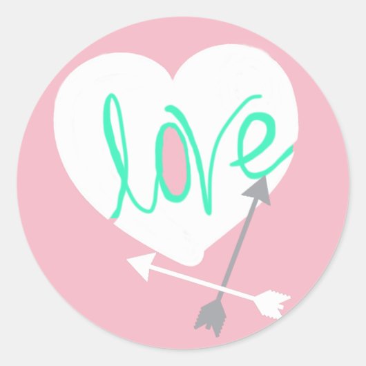 Rond Sticker Love Heart Flèches (Devant)