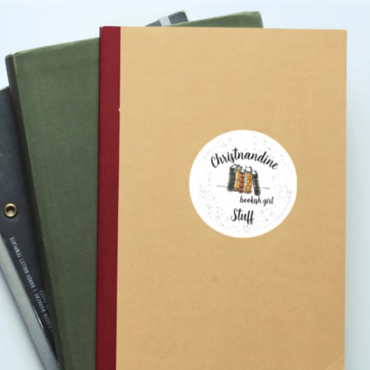 Rond Sticker Lover du livre de nom personnalisé