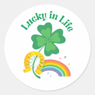 Rond Sticker Lucky in Life Jour de la Saint Patrick