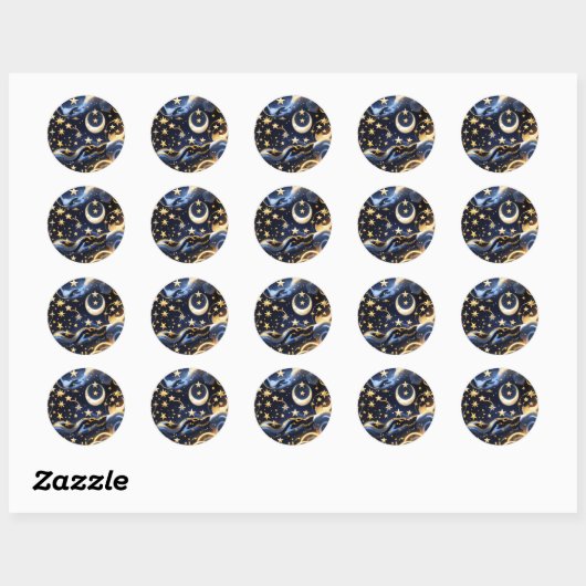 Rond Sticker - Luxury Celestial Moon Phases Design (Feuille)