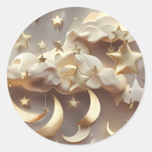 Rond Sticker – Luxury Creamy Celestial Moon (Devant)