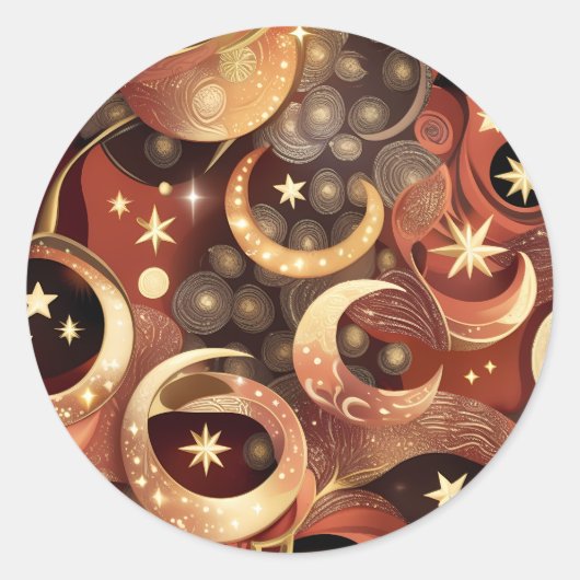 Rond Sticker - Luxury Terracotta Celestial Moon Design (Devant)