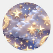 Rond Sticker – Luxury White Celestial Moon (Devant)