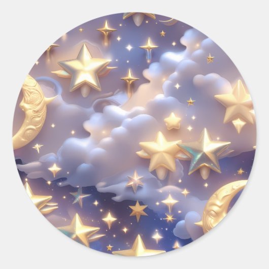 Rond Sticker – Luxury White Celestial Moon (Devant)