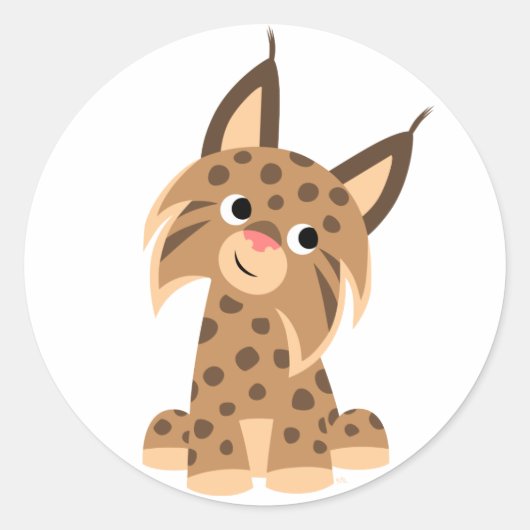 Rond Sticker Lynx pour caricature mignonne (Devant)