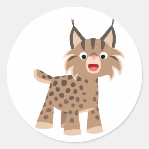 Rond Sticker Lynx pour Cartoon Happte