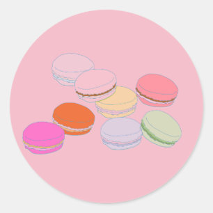 Rond Sticker Macaron français rose Paris