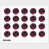 Rond Sticker Magenta Red Agate Merci Classic Round (Feuille)