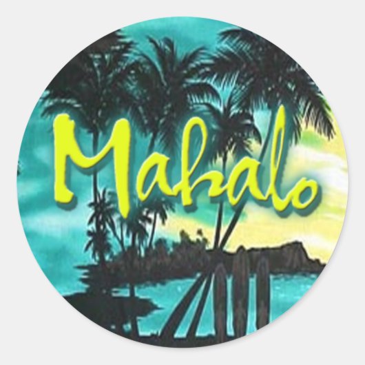 Rond Sticker Mahalo Sunset (Devant)