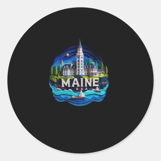 Rond Sticker Maine State In Usa (Devant)