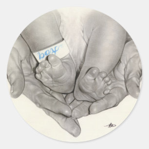 Rond Sticker mains pieds bébé nouveau-né