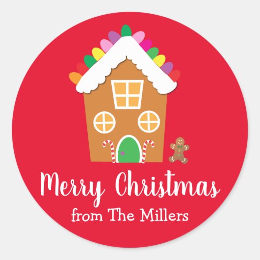 Rond Sticker Maison en pain d'épice de Noël (Devant)