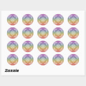 Rond sticker Mandala blanc sur arc-en-ciel (Feuille)