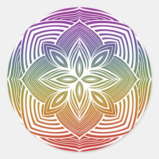 Rond sticker Mandala blanc sur arc-en-ciel (Devant)