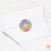 Rond sticker Mandala blanc sur arc-en-ciel (Enveloppe)