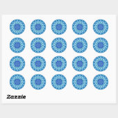 Rond Sticker Mandala bleu (Feuille)