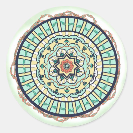 Rond Sticker Mandala Blue Lotus Ribbon (Devant)