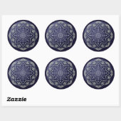 Rond Sticker Mandala de la sphère de porcelaine bleue (Feuille)