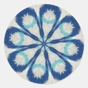 Rond Sticker Mandala en tissu bleu