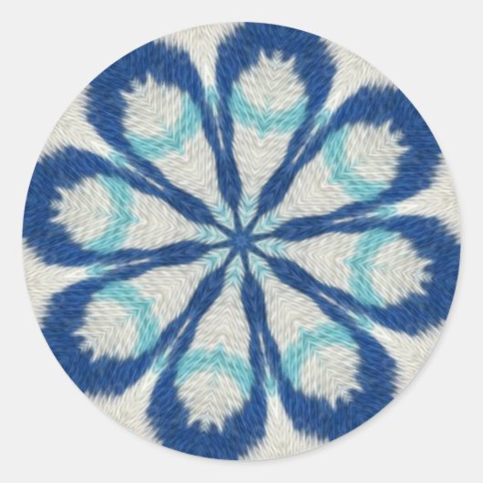 Rond Sticker Mandala en tissu bleu (Devant)